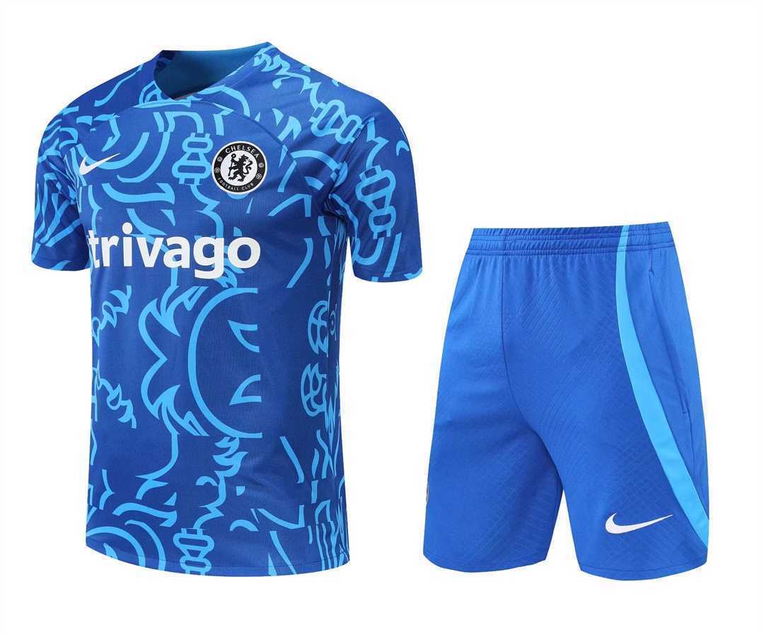 22-23 Chelsea training suit Short Sleeve kit Blue Camo 5