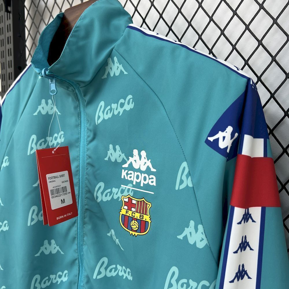 25-26 Barcelona Green&Blue Trench Coat Reversible Windbreaker Double-Sides Jacket 6