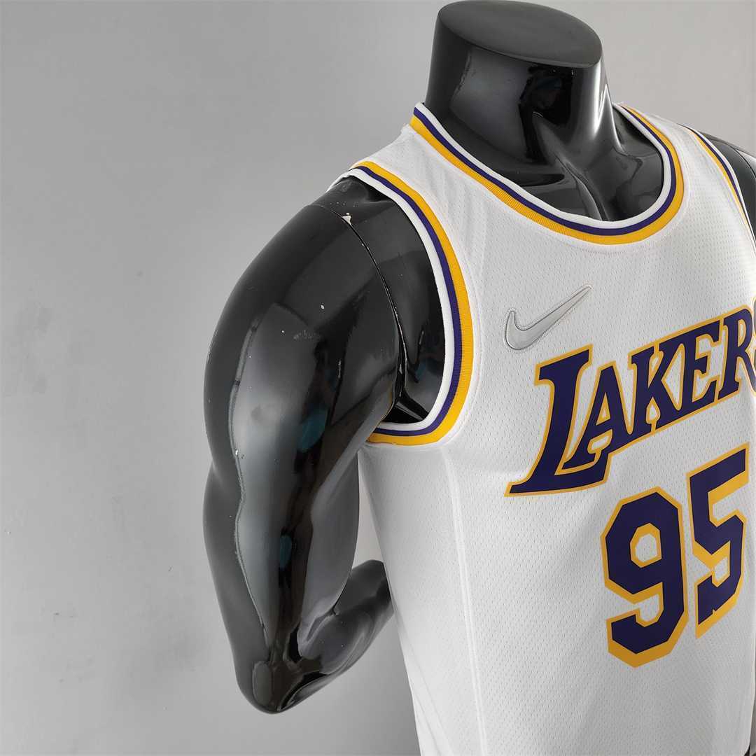 75th Anniversary TOSCANO #95 Los Angeles Lakers White NBA Jersey 7