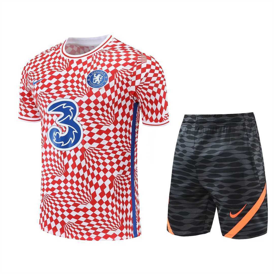 22-23 Chelsea Training Suit Short Sleeve Kit Red and White