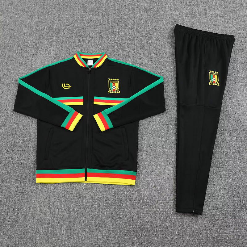 25-26 Cameroon Black Football Tracksuits Long Jacket Suits 1