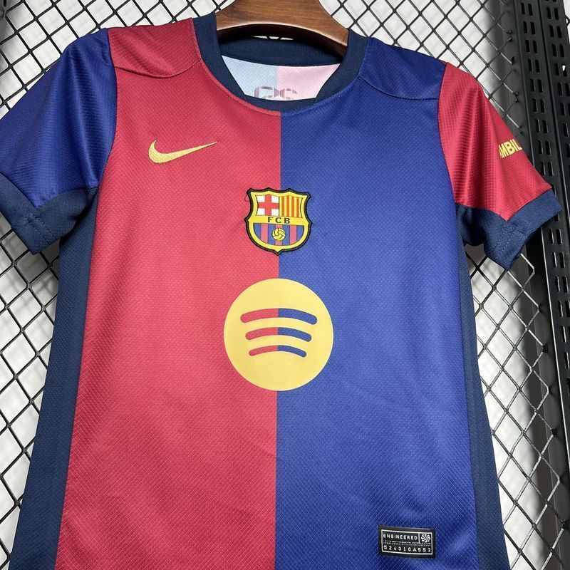 24-25 Barcelona Home Kid Kits Youth Apparels Soccer AAAAJersey Yupoo 2