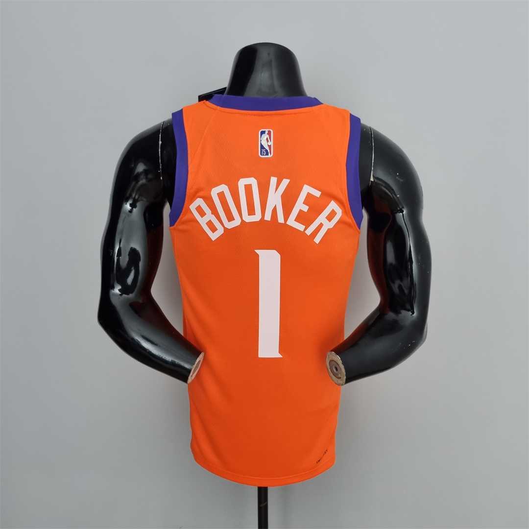 75th Anniversary BOOKER#1 Phoenix Suns Jordan Theme Orange NBA Jersey 4