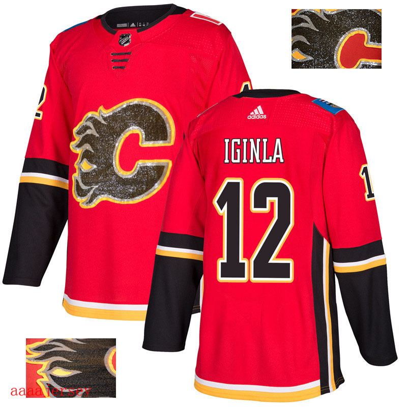 2018 Calgary Flames ice hockey jersey M-3XL 卡加利火焰队时尚亮片款冰球服 19