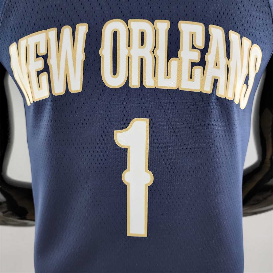 75th Anniversary New Orleans Pelicans Williams #1 Navy Blue NBA Jersey 7