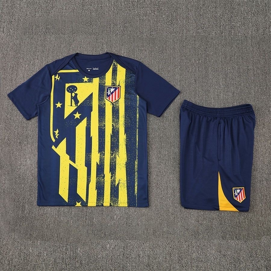 25-26 Atletico Madrid Navy&Yellow Training Kits Football Tracksuits 4