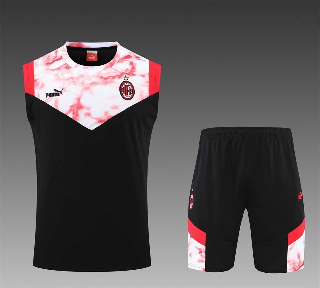 22-23 AC Milan vest training suit kit black red 9