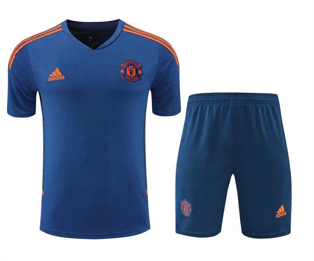 22-23 Manchester United Training Suit Short Sleeve Kit Blue 18