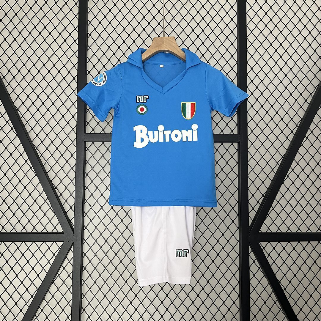 87-88 Napoli Home Kids Retro Kits Maradona Children Shirt Football Jerseys Yupoo