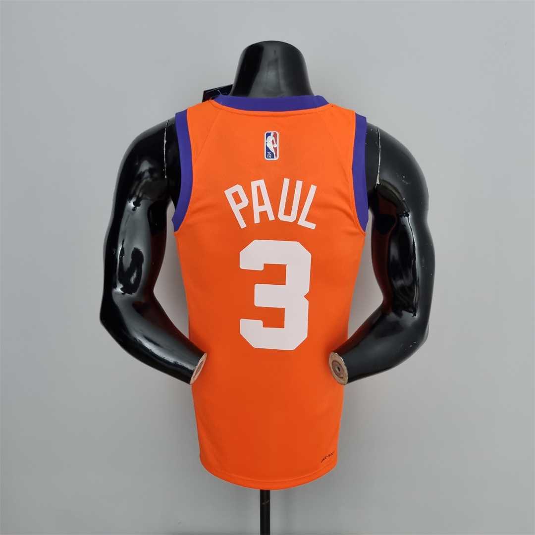 75th Anniversary PAUL#3 Phoenix Suns Jordan Theme Orange NBA Jersey 6