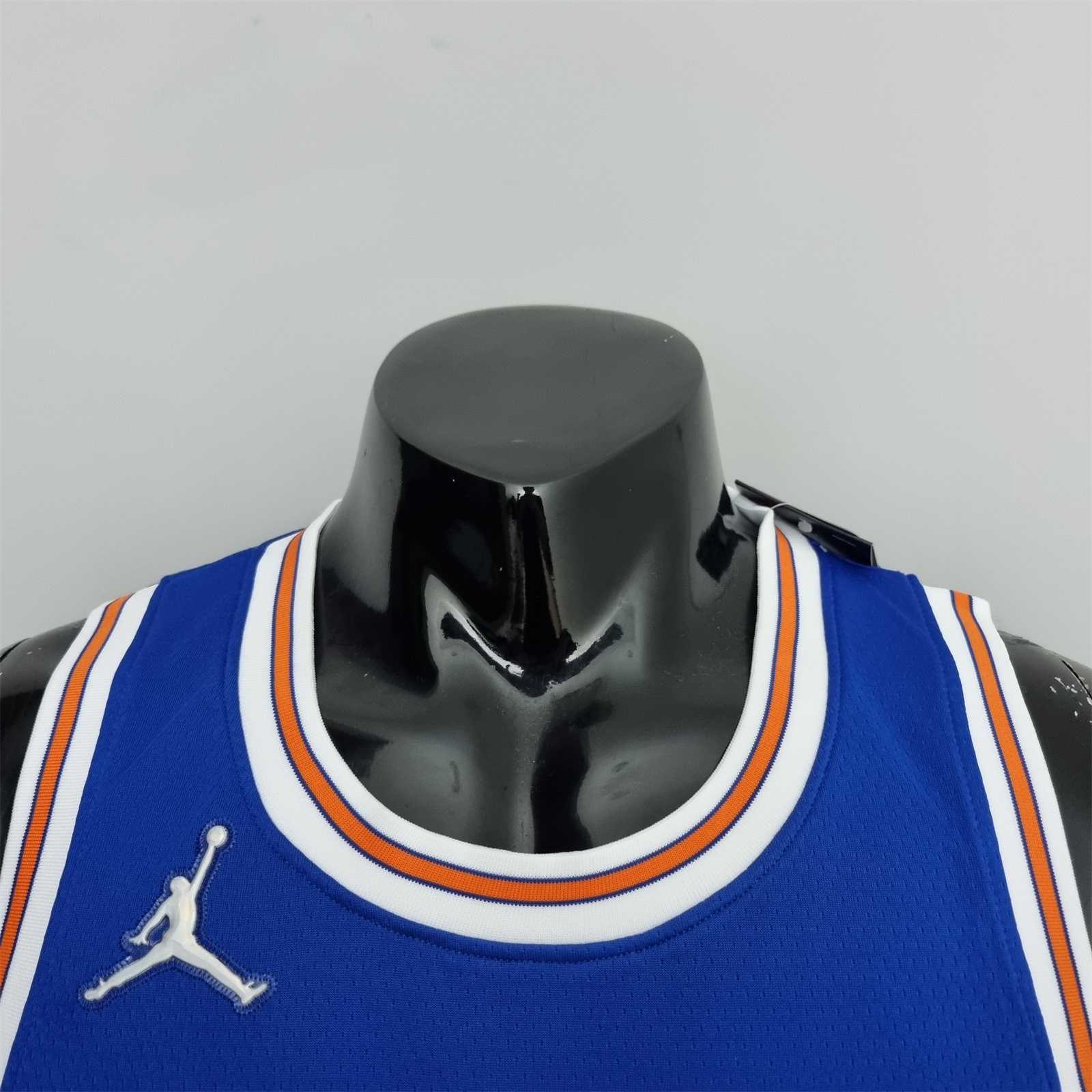 75th Anniversary Barrett#9 New York Knicks Jordan Limited Blue NBA Jersey 7