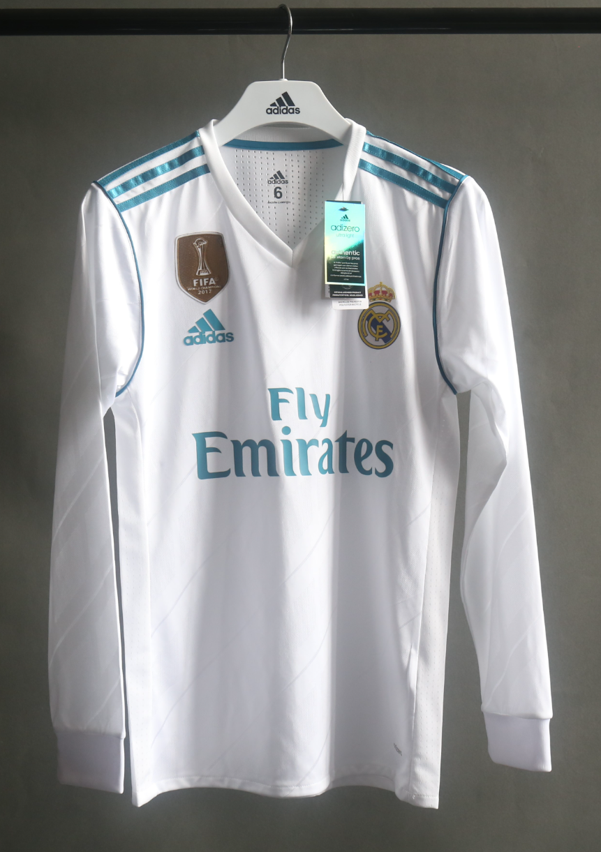17-18 Real Madrid Home Retro Kit Vintage Player Version Long Sleeve Shirt AAAAJersey Dropship Y