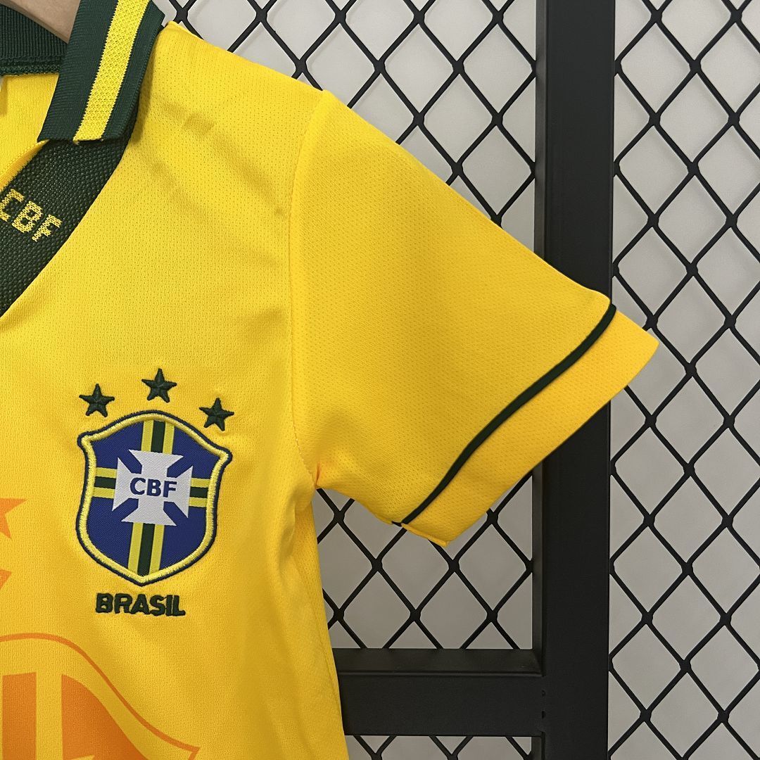 1994 Brazil Home Retro Kids Kits World Cup Shirt Soccer Jerseys Yupoo 2