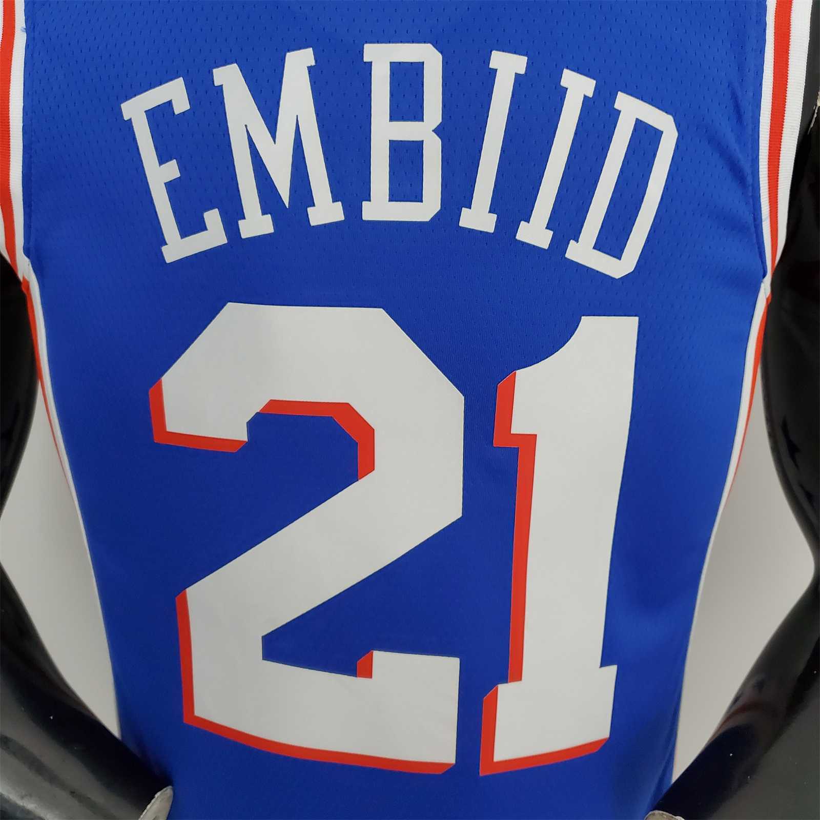 75th Anniversary Philadelphia 76ers EMBIID#21 Blue NBA Jersey 6