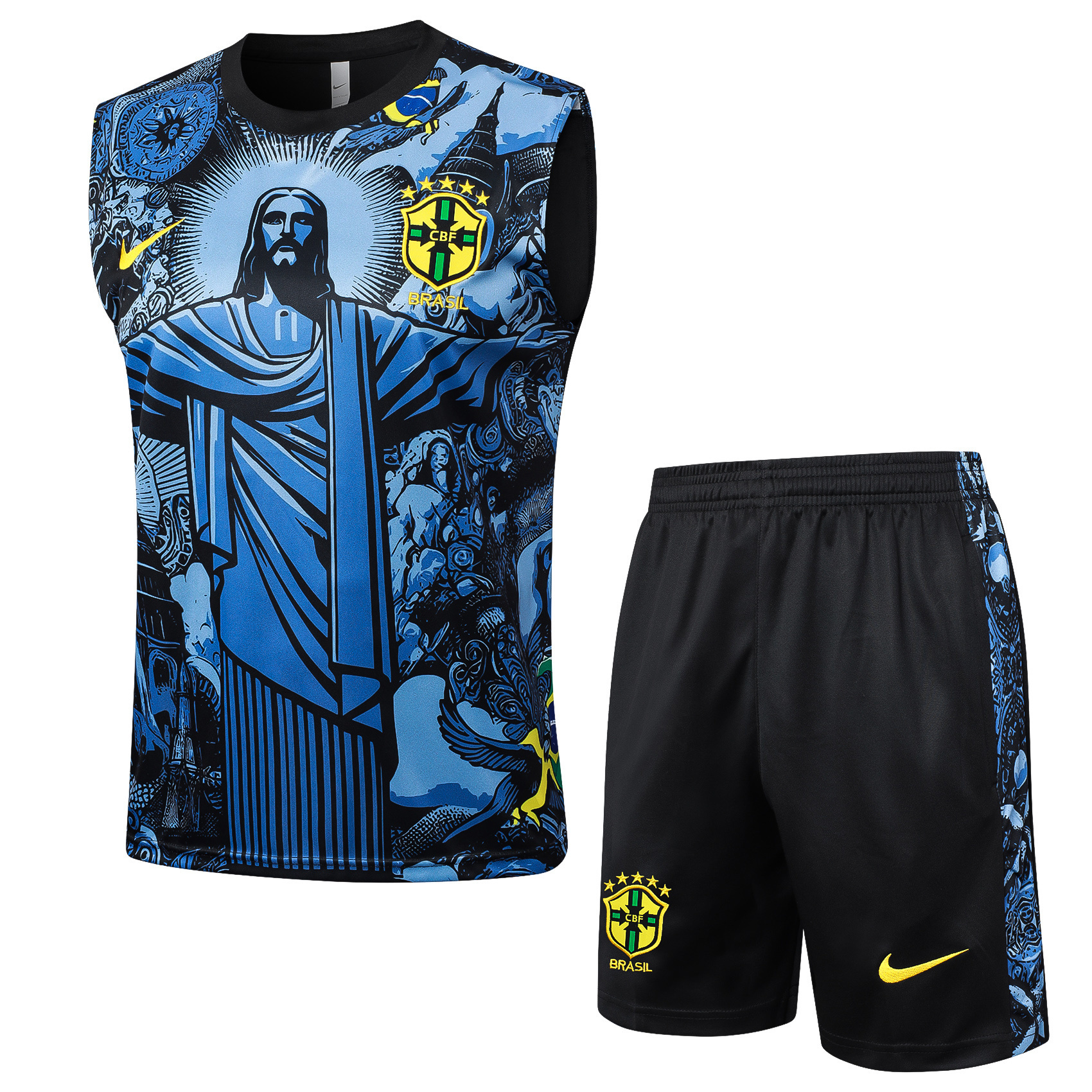 2024 Brazil Christ the Redeemer Blue Vest Kit Soccer AAAAJersey Yupoo