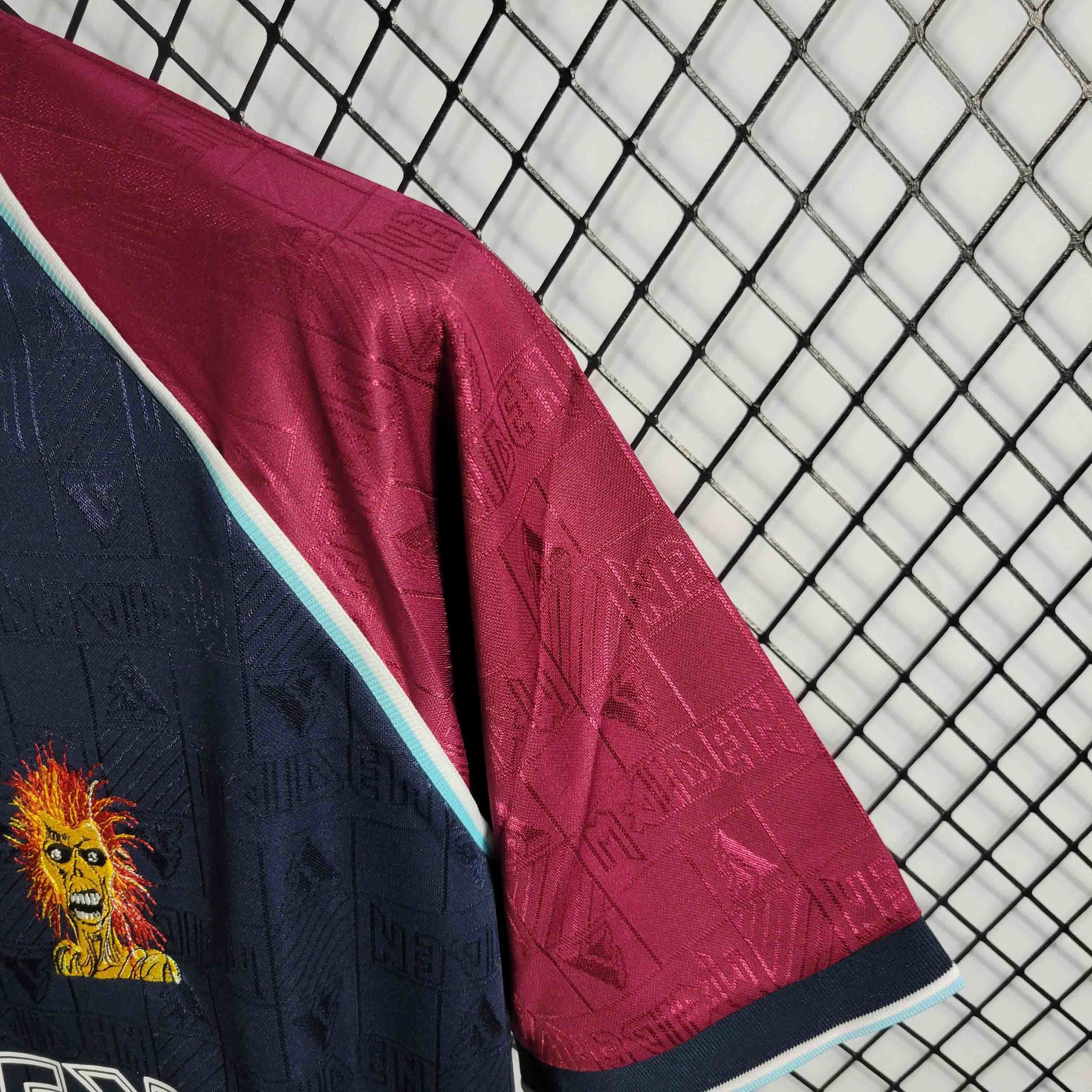 99-00 West Ham Iron Maiden Home Joint Board Retro Kit Vintage Shirt 5