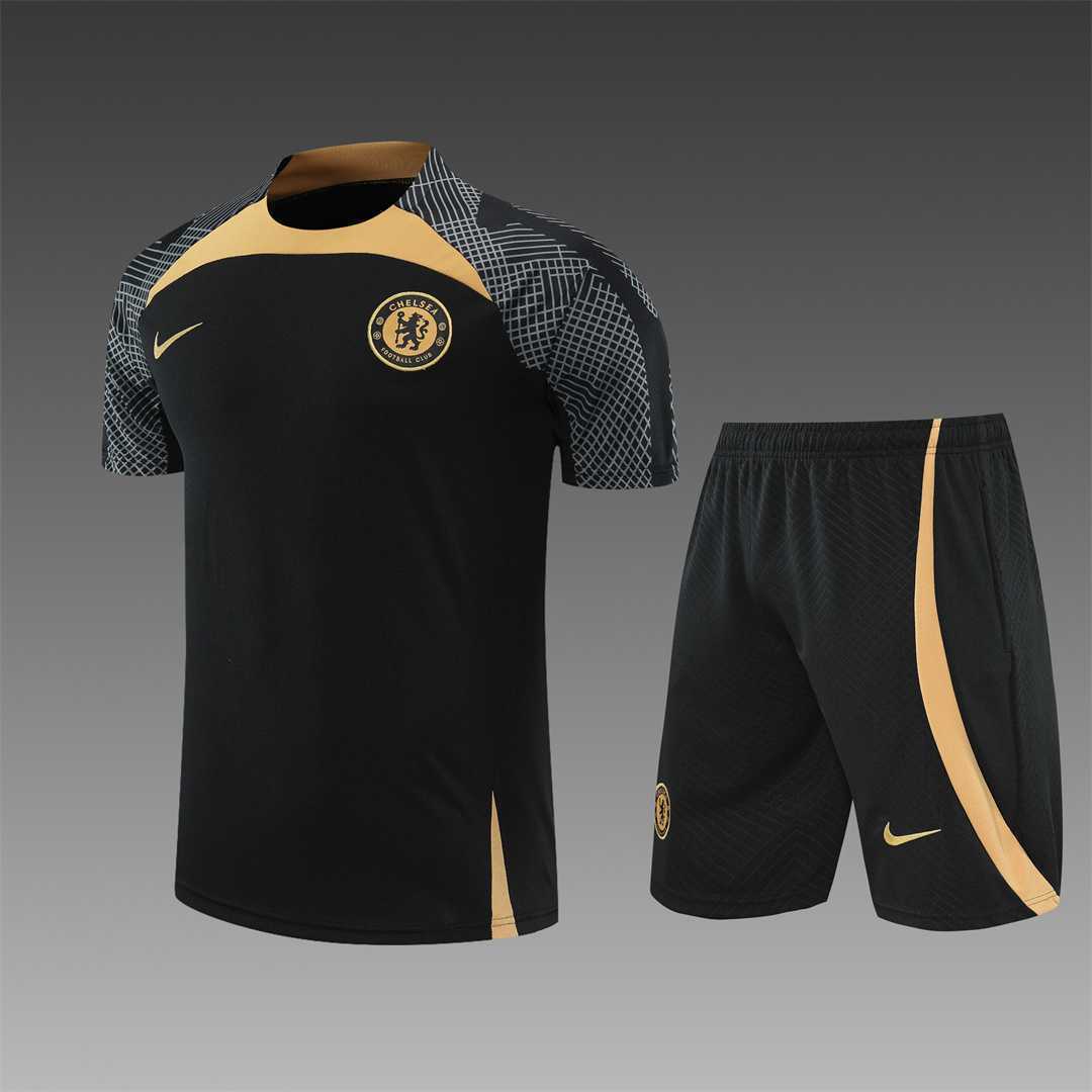 22-23 Chelsea training suit short sleeve kit black
