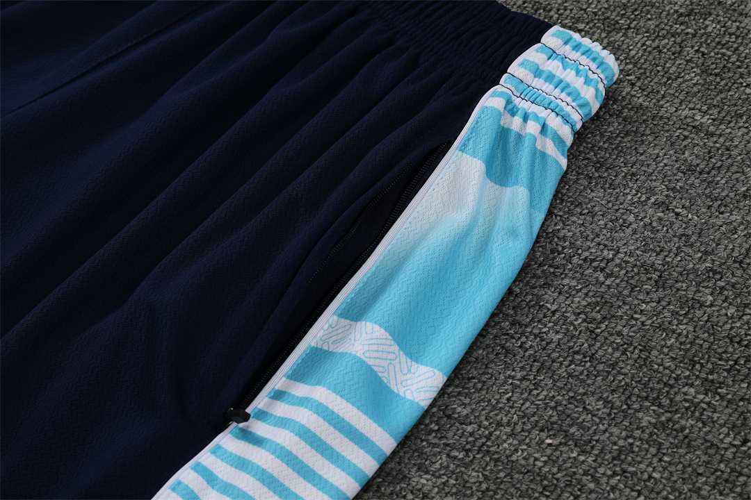 22-23 Manchester City Training Wear Short Sleeve Kit White and Blue Colorblock 9