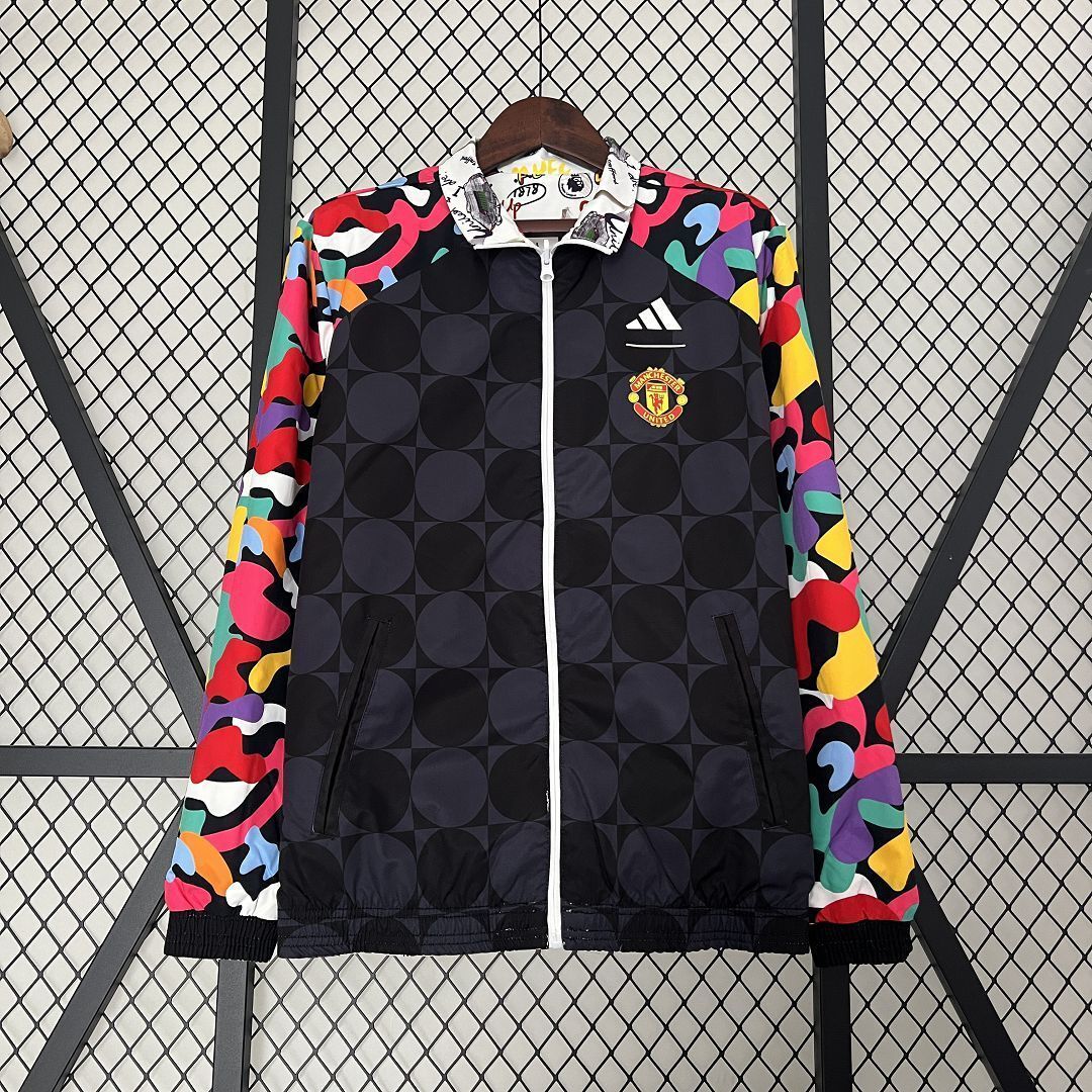 23-24 Manchester United Reversible Windbreaker Black&White Double-Sides Jacket Best Jerseys Yup 3
