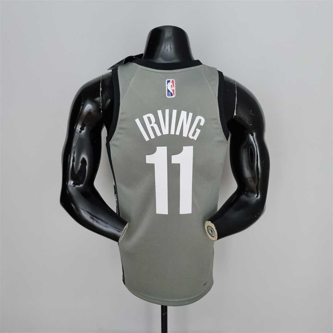 75th Anniversary Irving #11 Brooklyn Nets City Edition Gray NBA Jersey 1