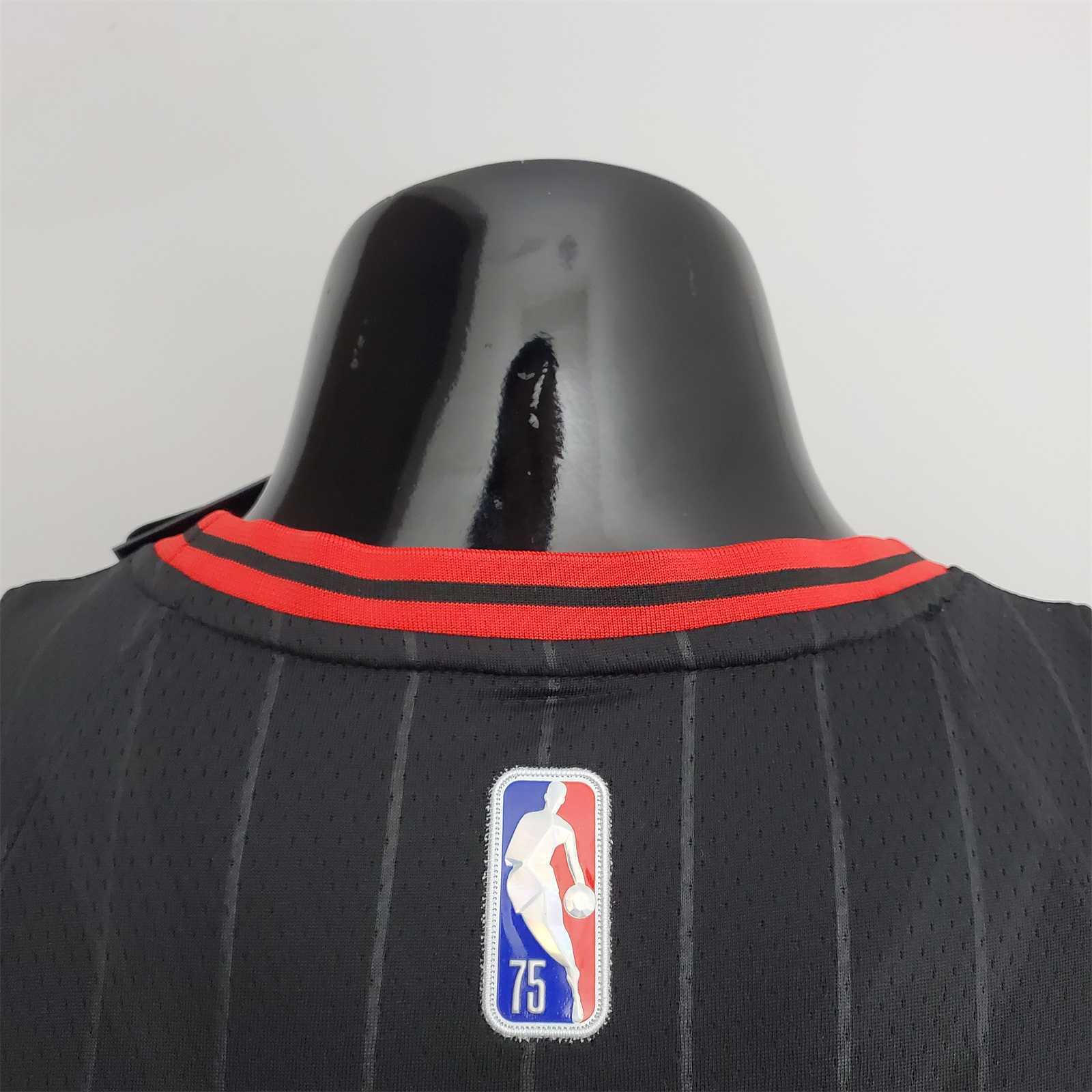 75th Anniversary Rodman#91 Bulls Flyers Black NBA Jersey 4