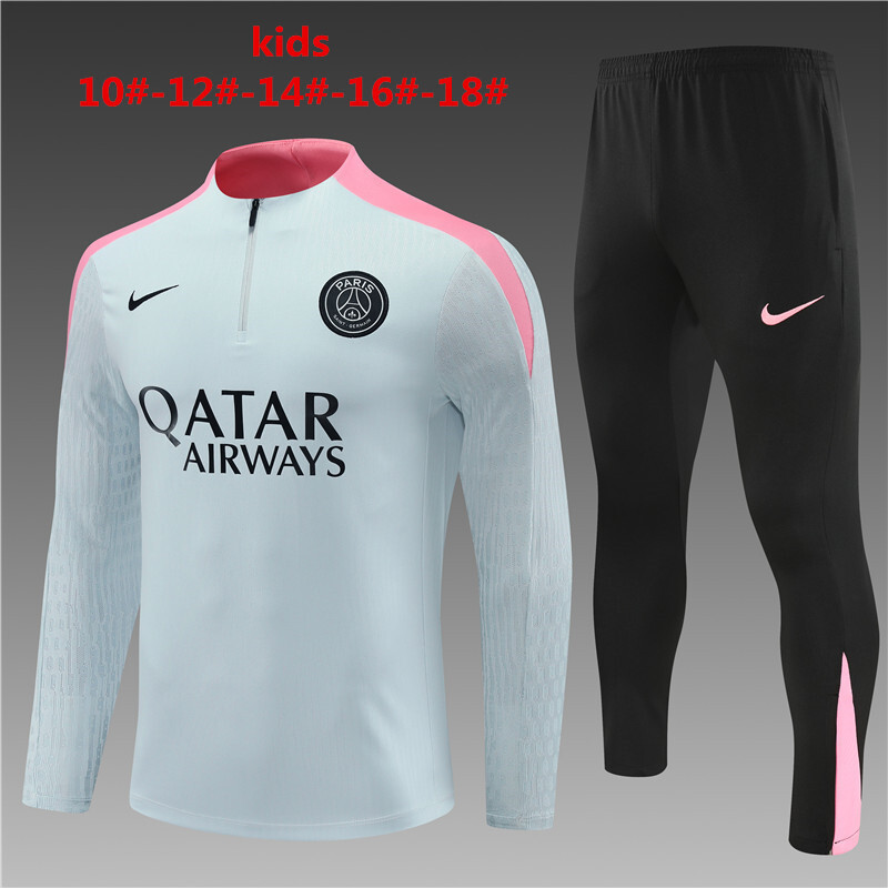 24-25 PSG Kids Player Long Sleeve Training Suit Football Shirts