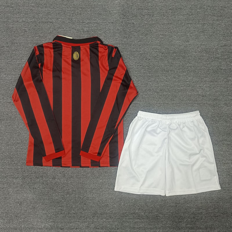 24-25 AC Milan 125th Anniversary Red Long Sleeve Kid Kits Youth Apparels Soccer AAAAJersey Yupo 1