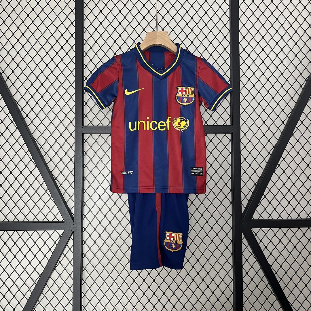 09-10 Barcelona Home Retro Kids Kits Children Shirt Football Jerseys Yupoo