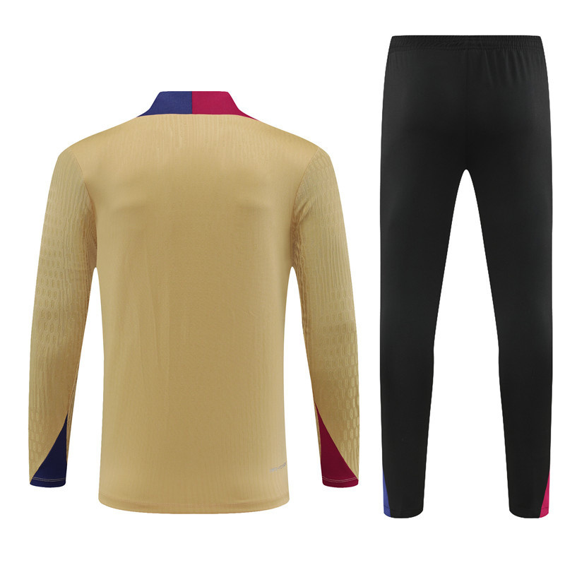 24-25 Barcelona Gold Player Long Sleeve Training Suit Football Shirts 3