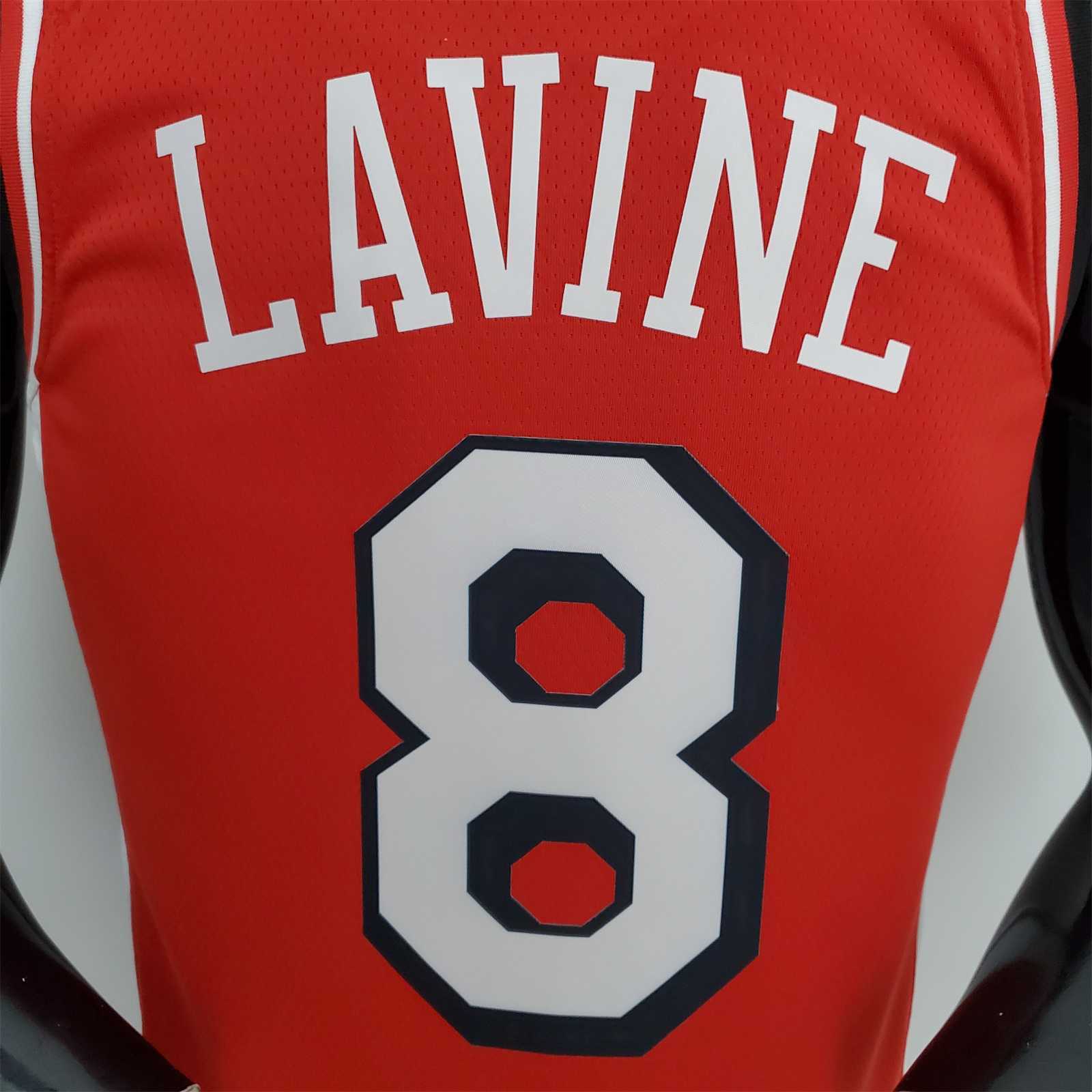 75th Anniversary 2022 Season Chicago Bulls LAVINE#8 City Edition Red NBA Jersey 4