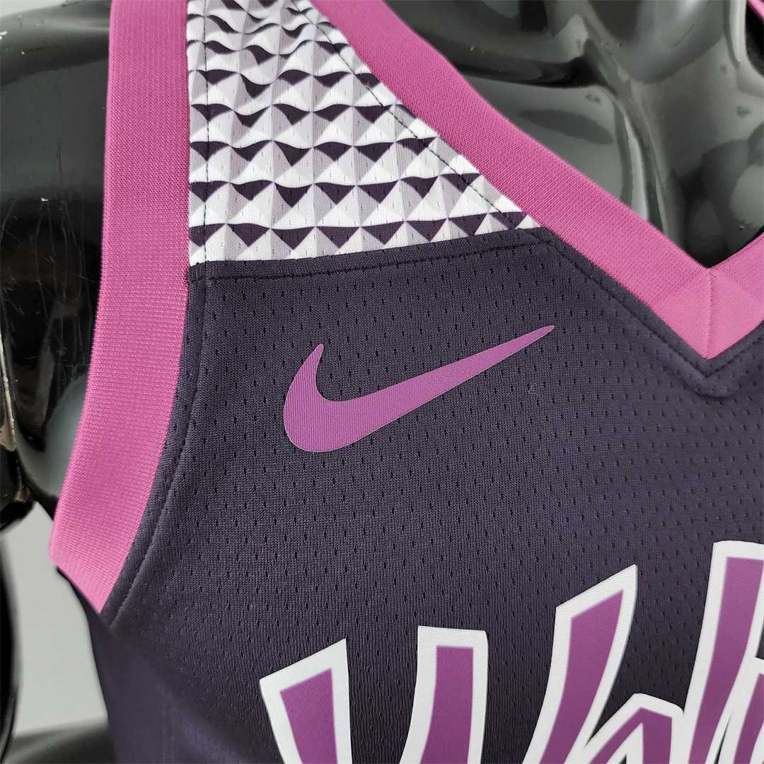Minnesota Timberwolves EOWAROS#1 Black and Purple NBA Jersey 6