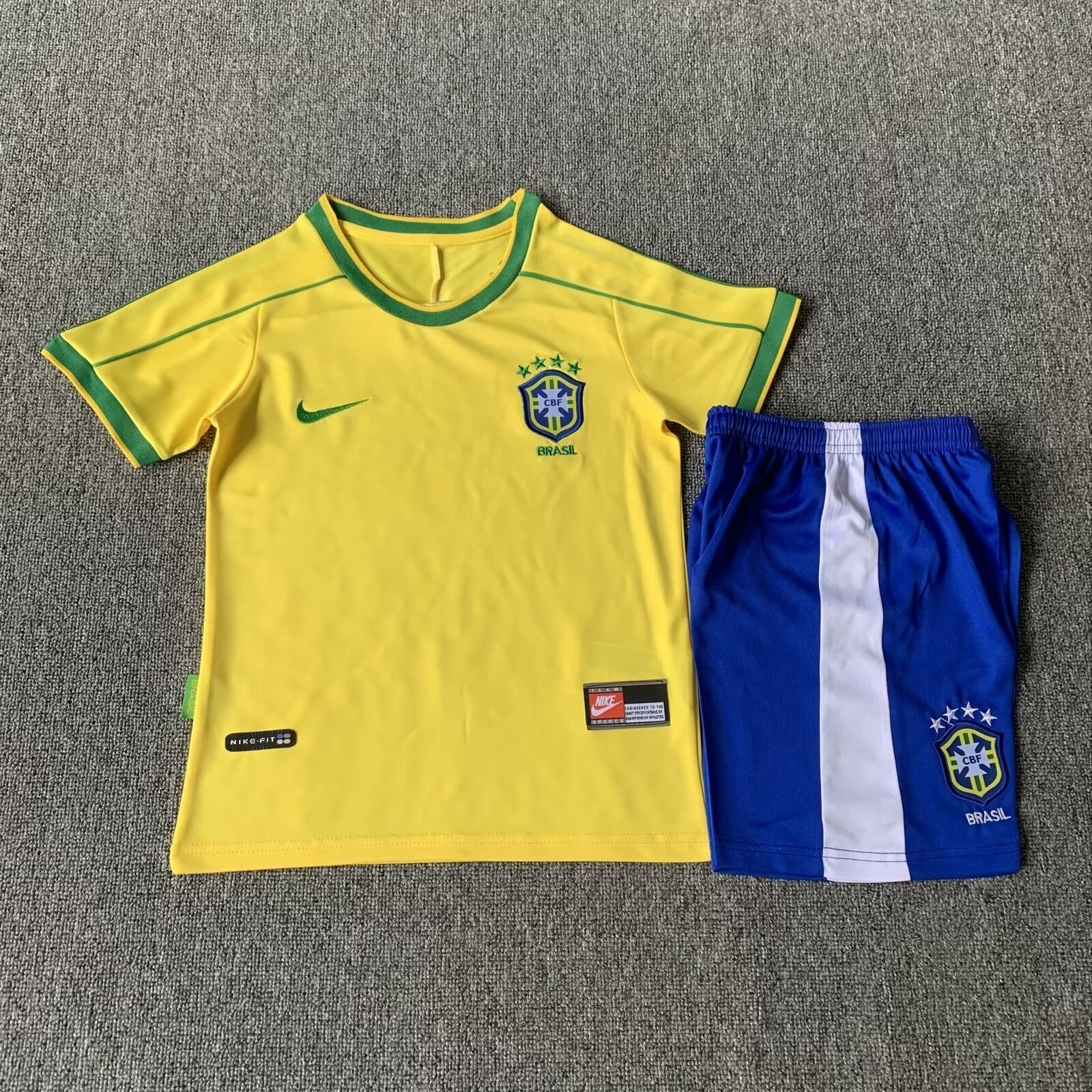 1998 Brazil Home Retro Kids Kit World Cup Shirt Soccer Jerseys Yupoo 6