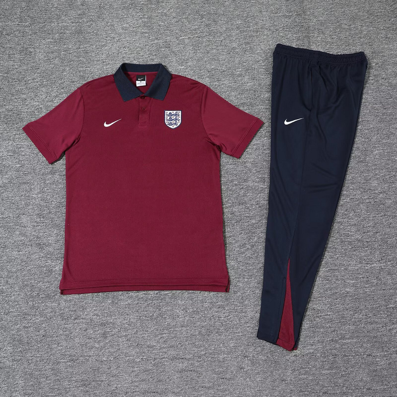 25-26 England Red POLO Training Kits Football Tracksuits 1