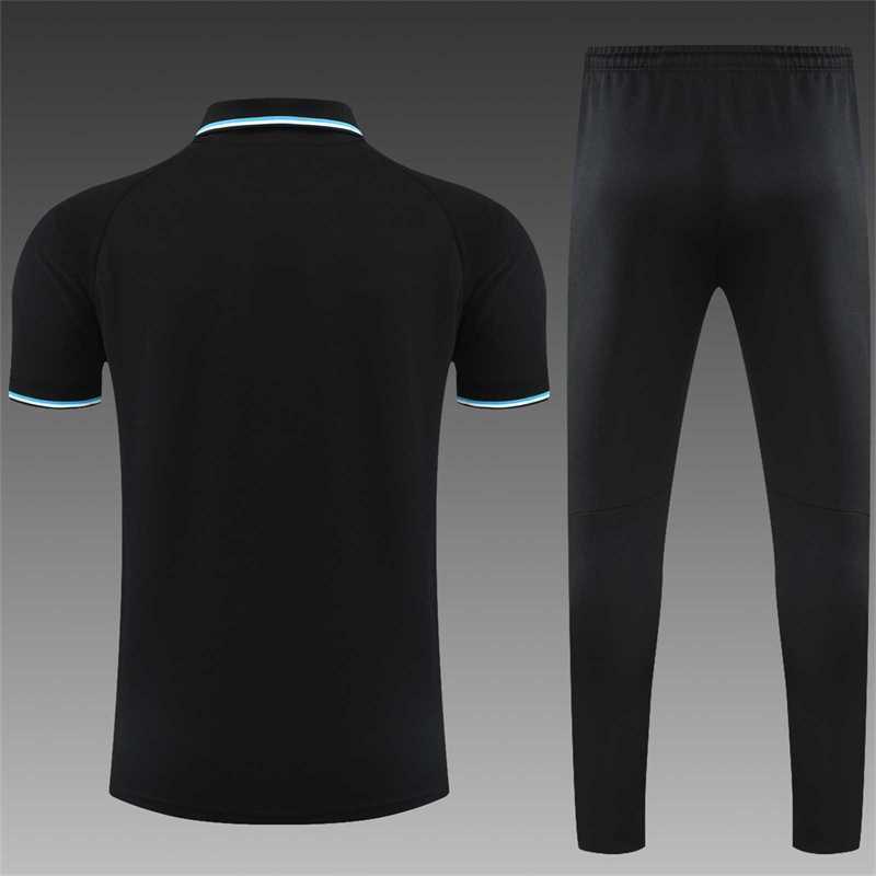 Polo Marseille black with grey-stripe 1