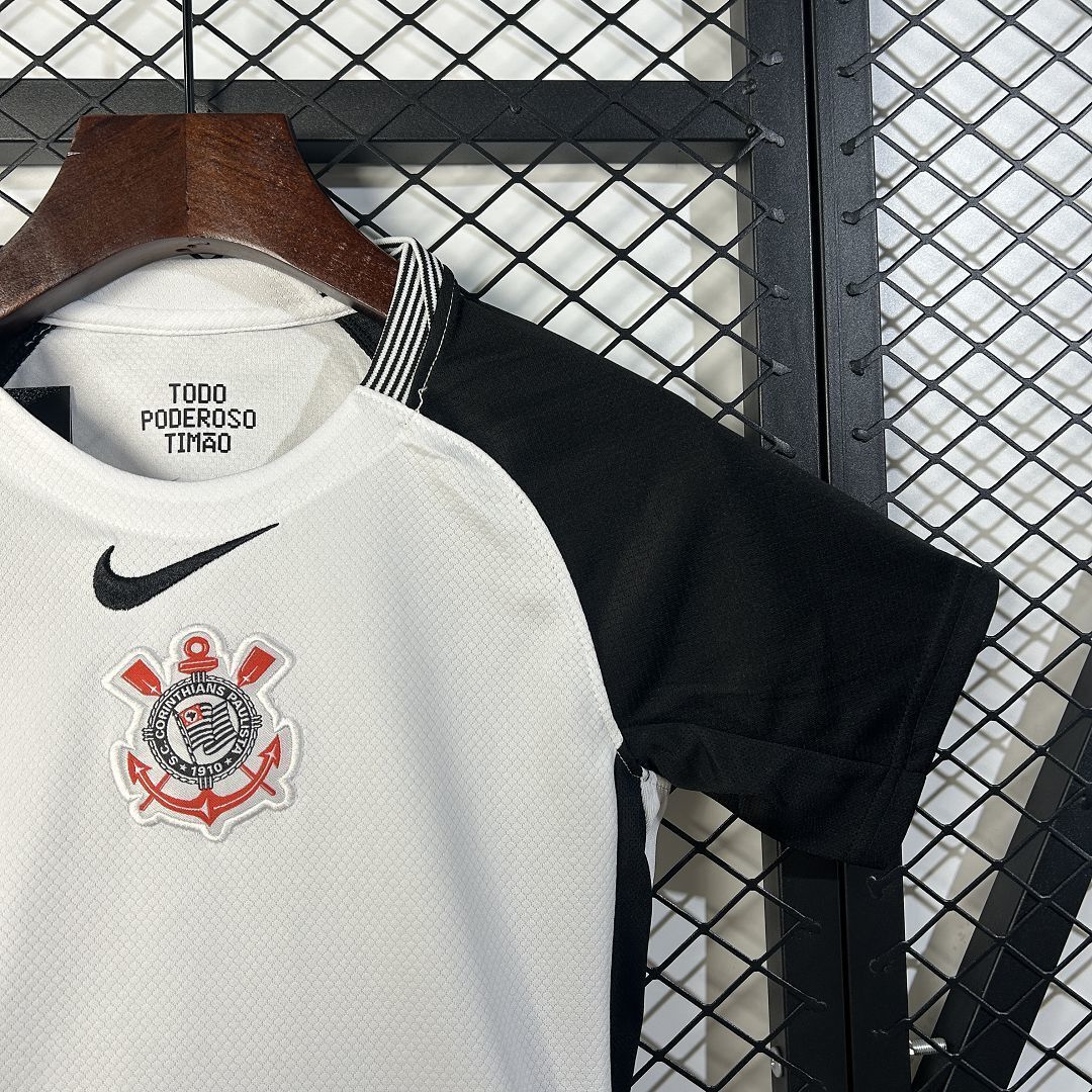 25-26 Corinthians Home Kid Kits Youth Apparels Soccer AAAAJersey Yupoo 1