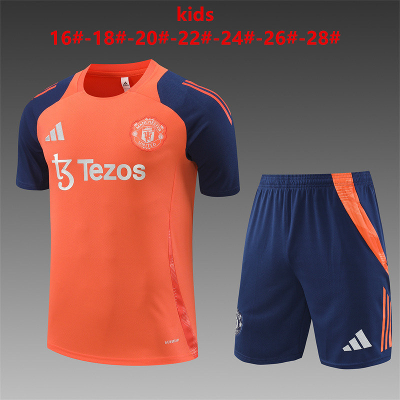 24-25 Manchester United Kids Training Soccer Jerseys Football Shirts