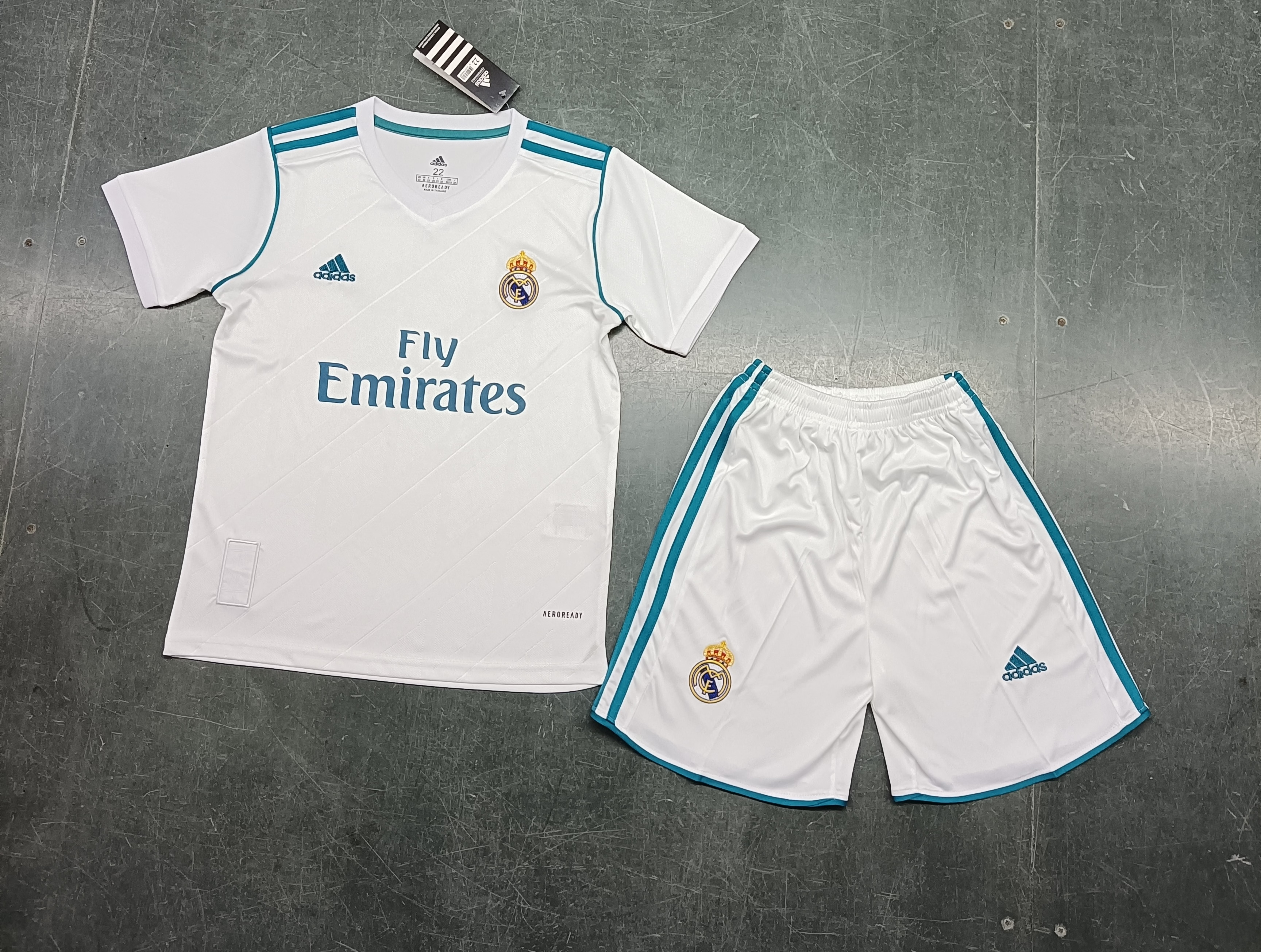 17-18 Real Madrid Home Retro Kids Kit Size-16-28 Soccer Jersey Yupoo 2