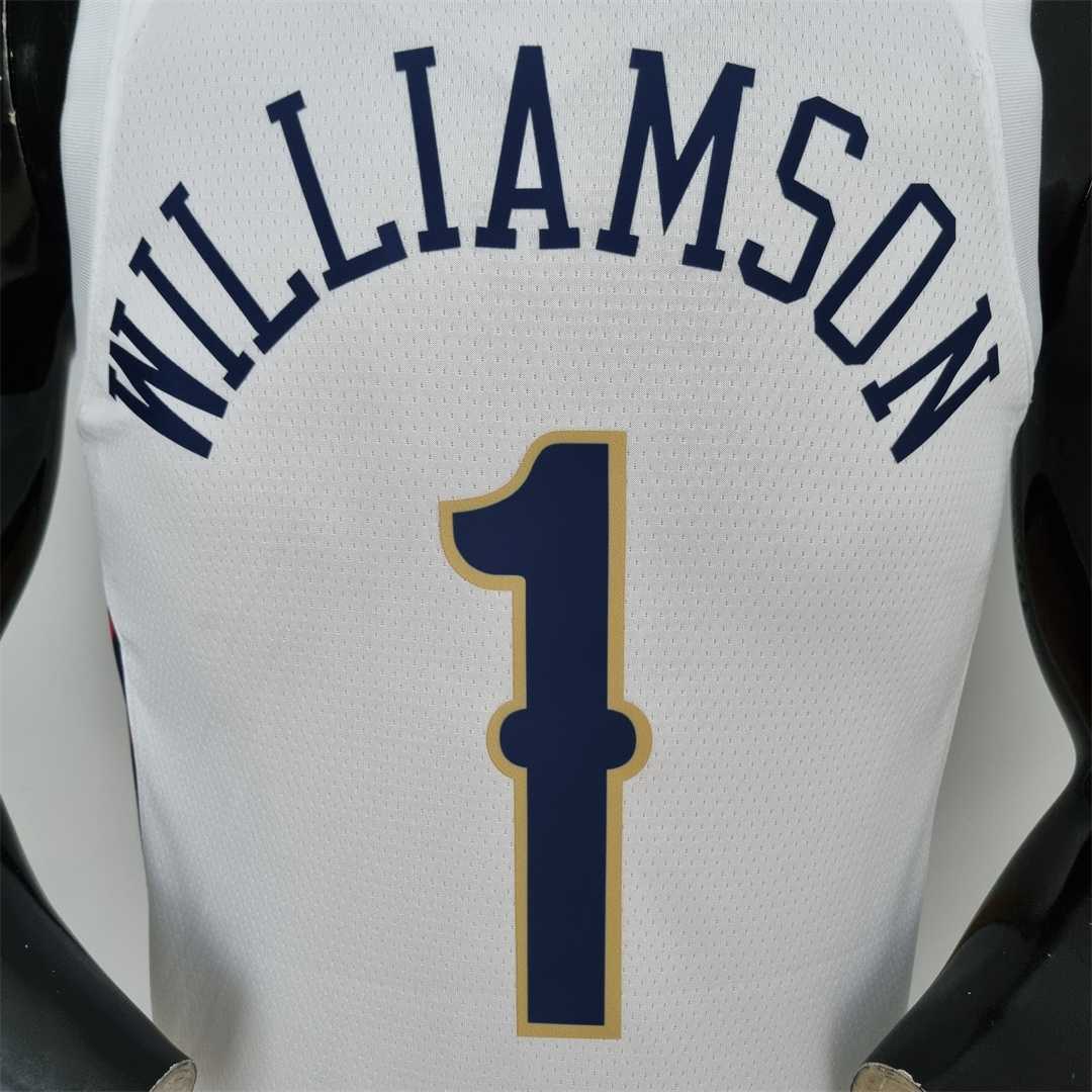 75th Anniversary New Orleans Pelicans Williamson#1 White NBA Jersey 4