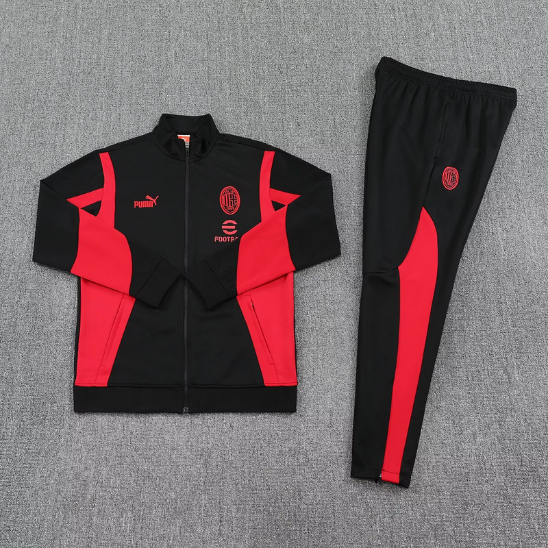 25-26 AC Milan Black Football Tracksuits Long Jacket Suits 1