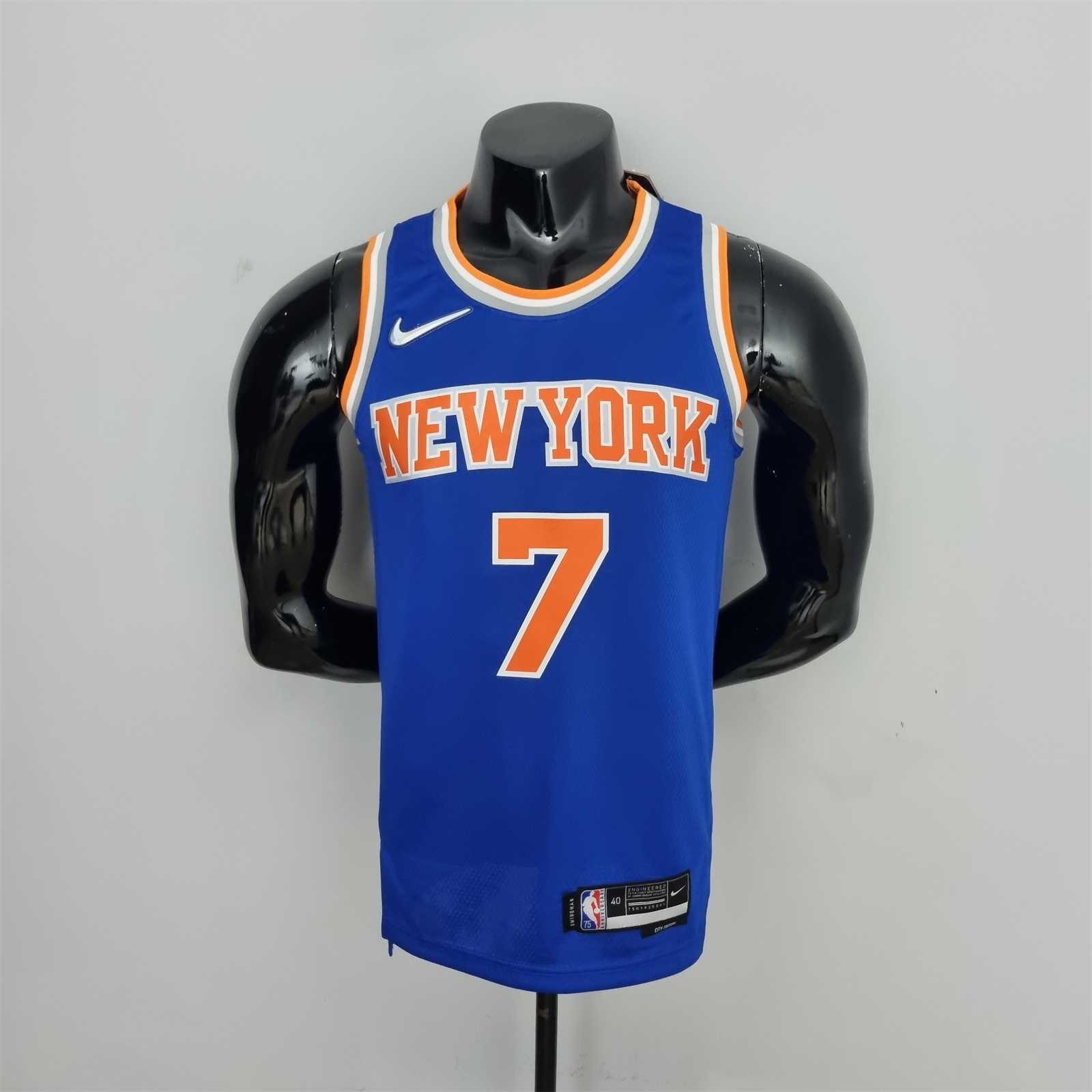 75th Anniversary Anthony #7 New York Knicks Blue NBA Jersey