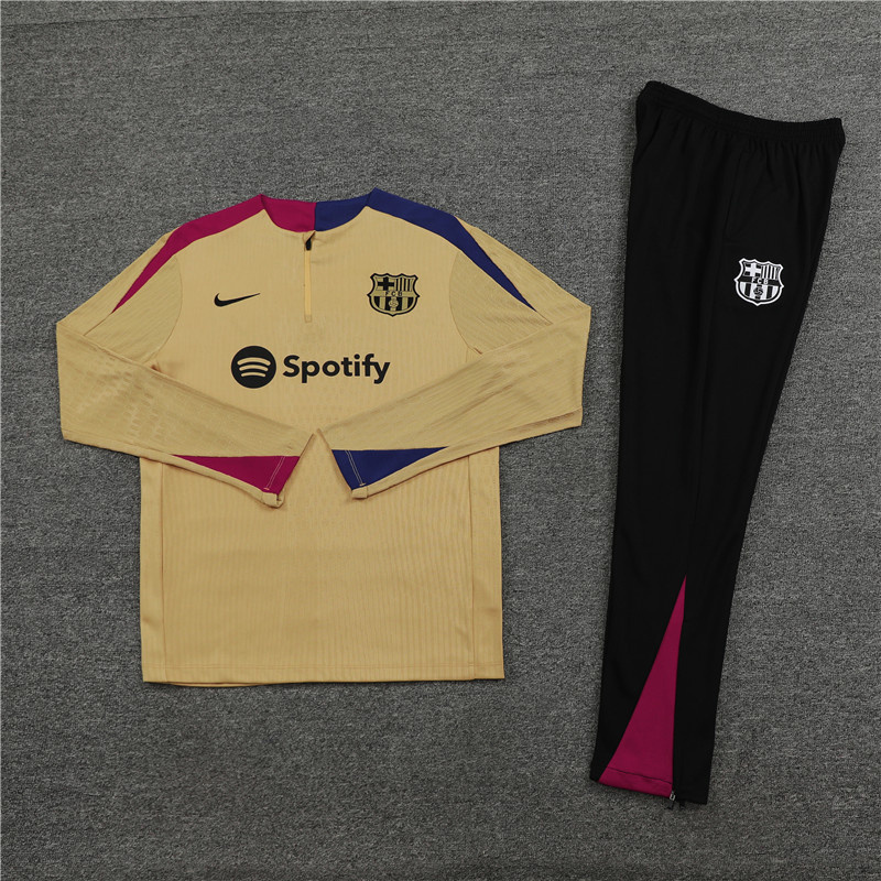 24-25 Barcelona Gold Player Long Sleeve Training Suit Football Shirts 1