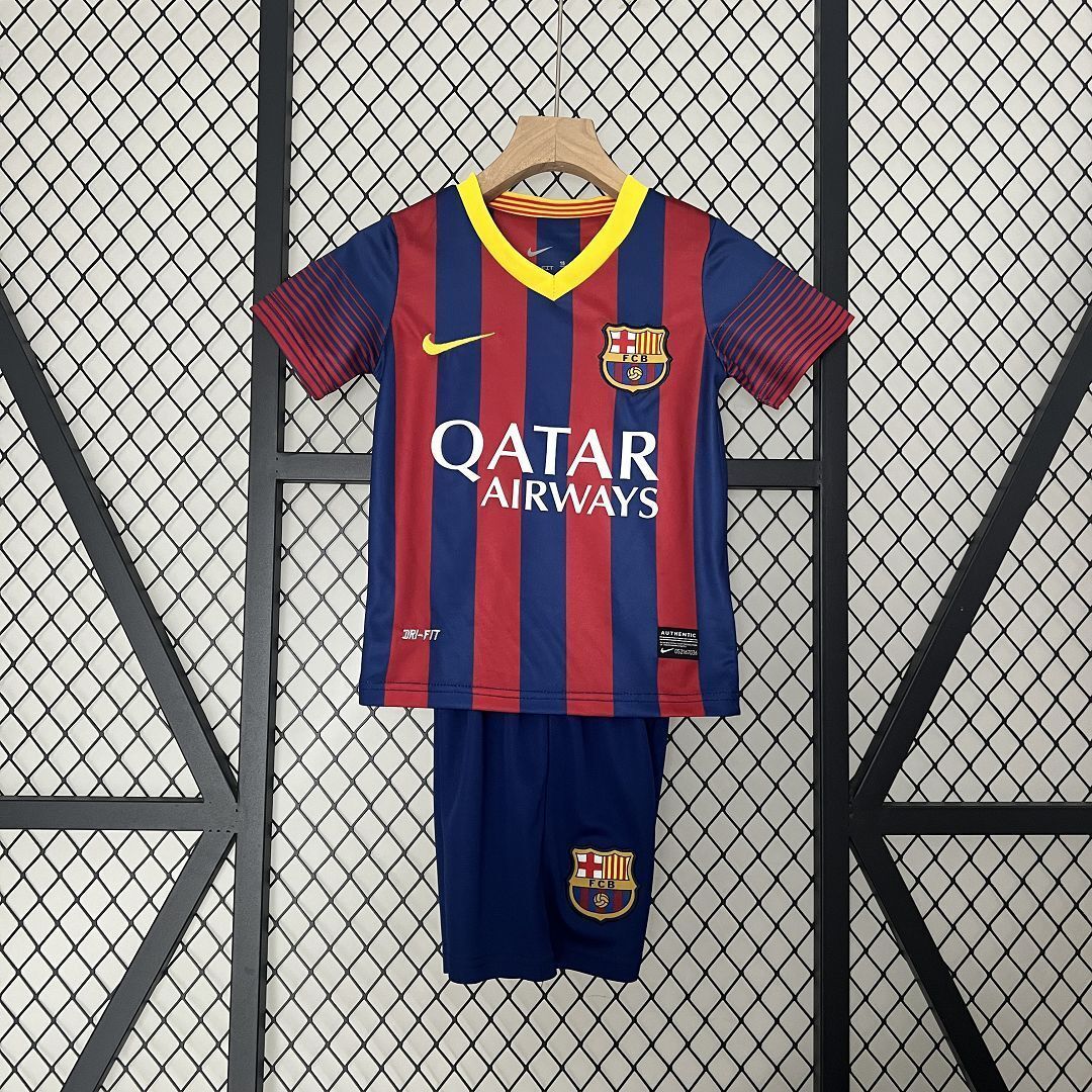13-14 Barcelona Home Retro Kids Kits Children Shirt Cheap Jersey Yupoo