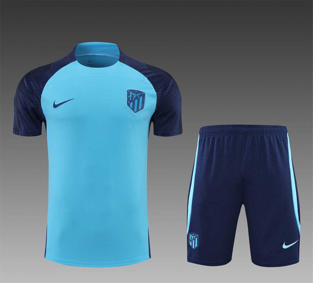 22-23 Atletico Madrid Training Short Sleeve Kit Blue 7