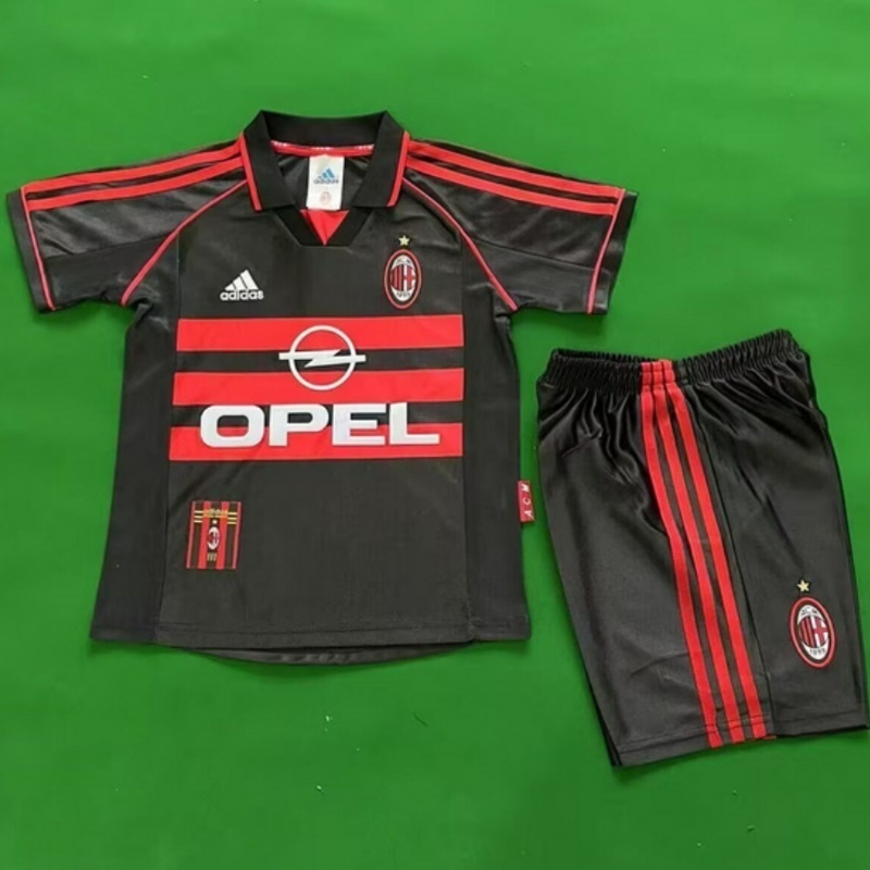 98-99 AC Milan Away Retro Kid Kits Youth Apparels Soccer AAAAJersey Yupoo