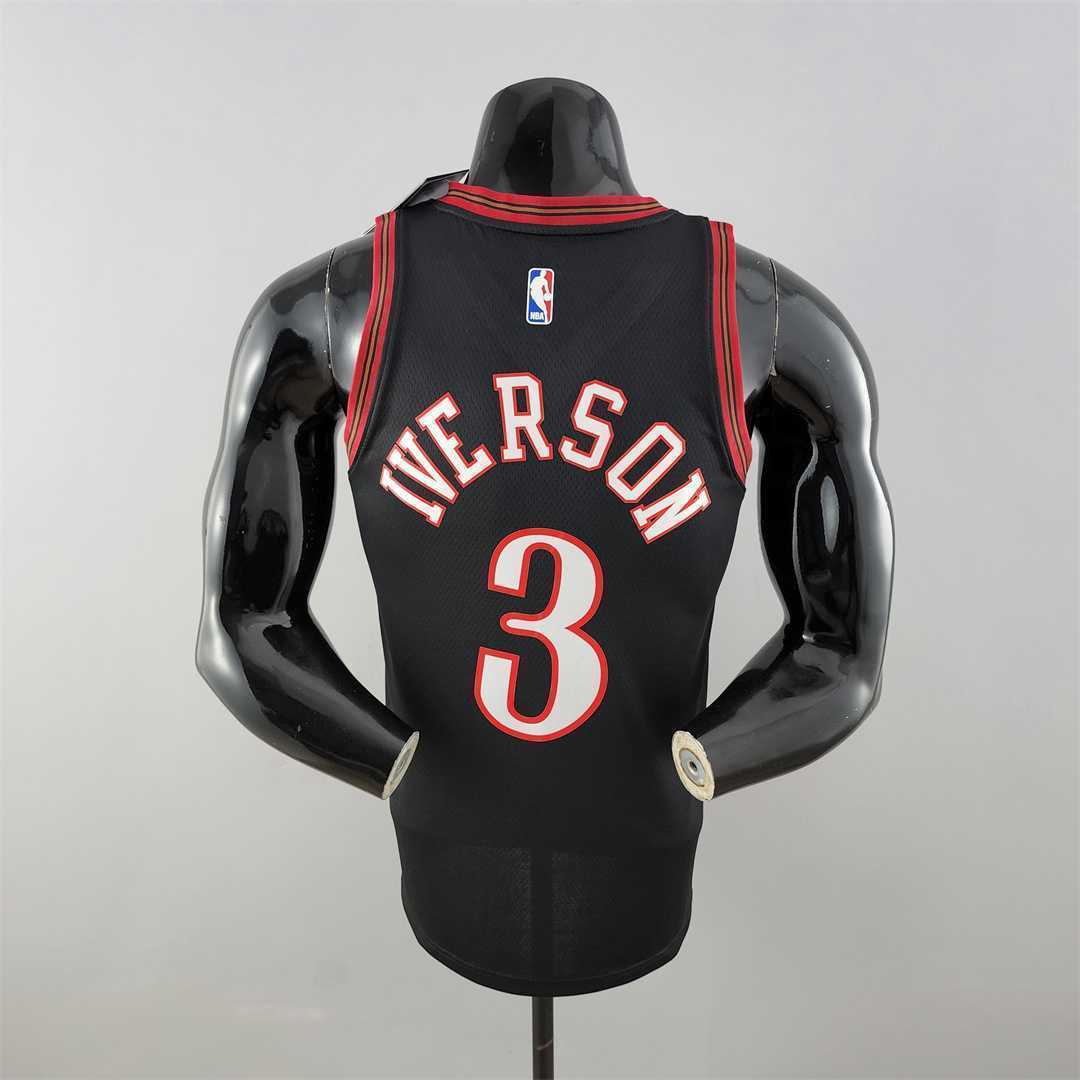 Retro Philadelphia 76ers Iverson #3 big meteor black NBA Jersey 6