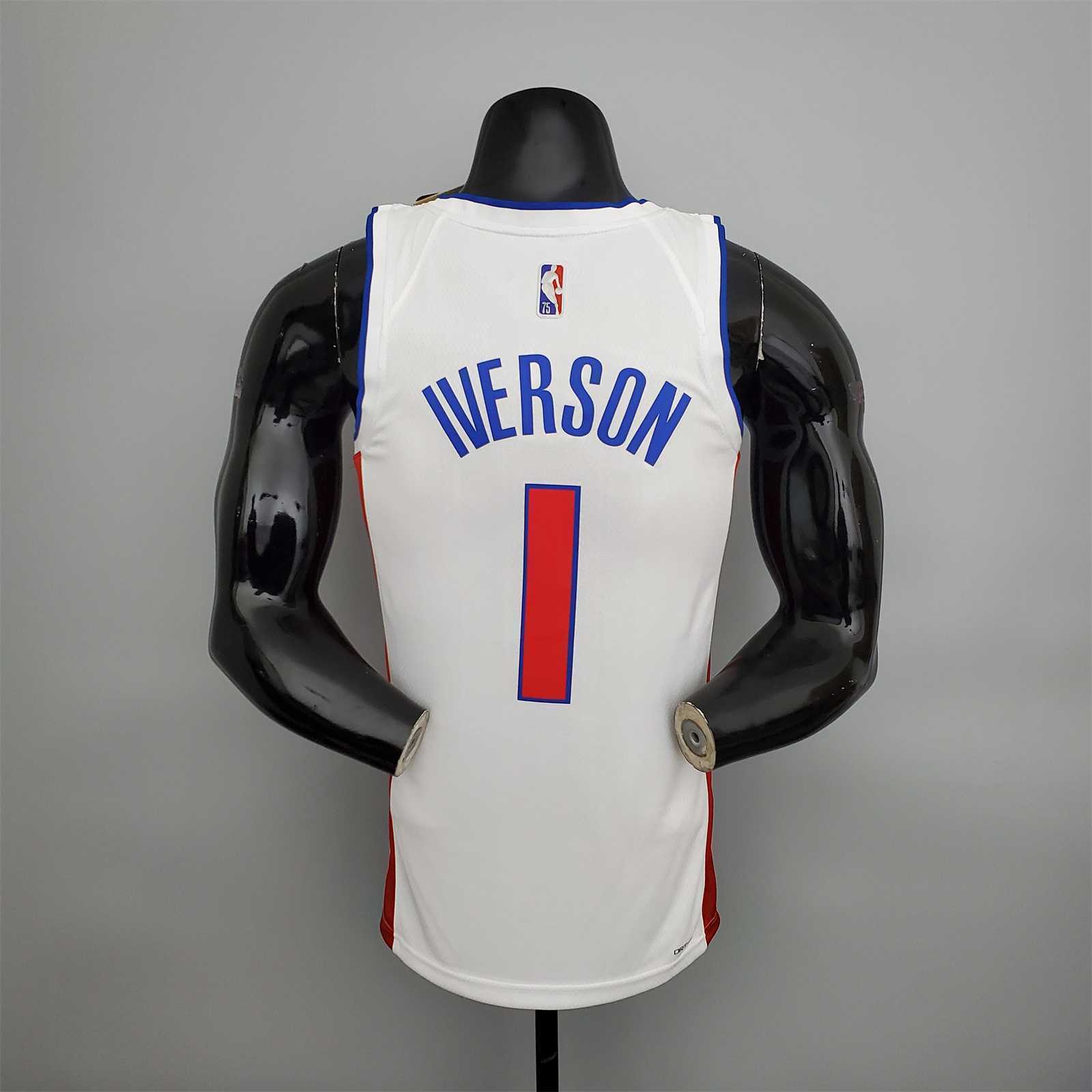 75th Anniversary Iverson #1 Pistons White 8