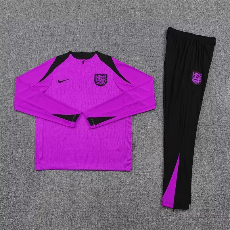 25-26 England Purple Training Kits Long Football Tracksuits 1