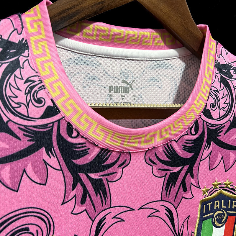 2024 Italy X Versace Pink Special Edition Kit Football T-Shirt AAAAJersey Supplier Yupoo 9