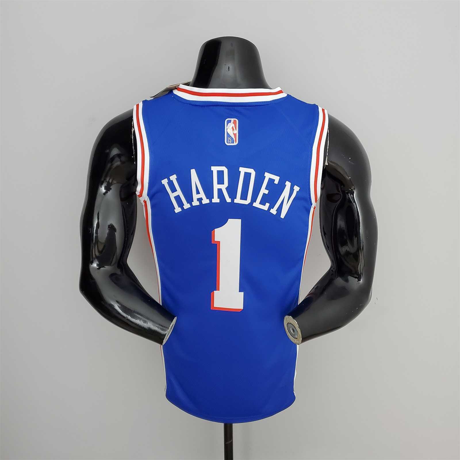75th Anniversary Philadelphia 76ers HARDEN#1 Blue NBA Jersey 9