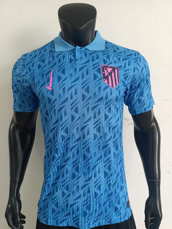 25-26 Atletico Madrid Blue Polo Kit Player Version Soccer AAAAJersey Yupoo